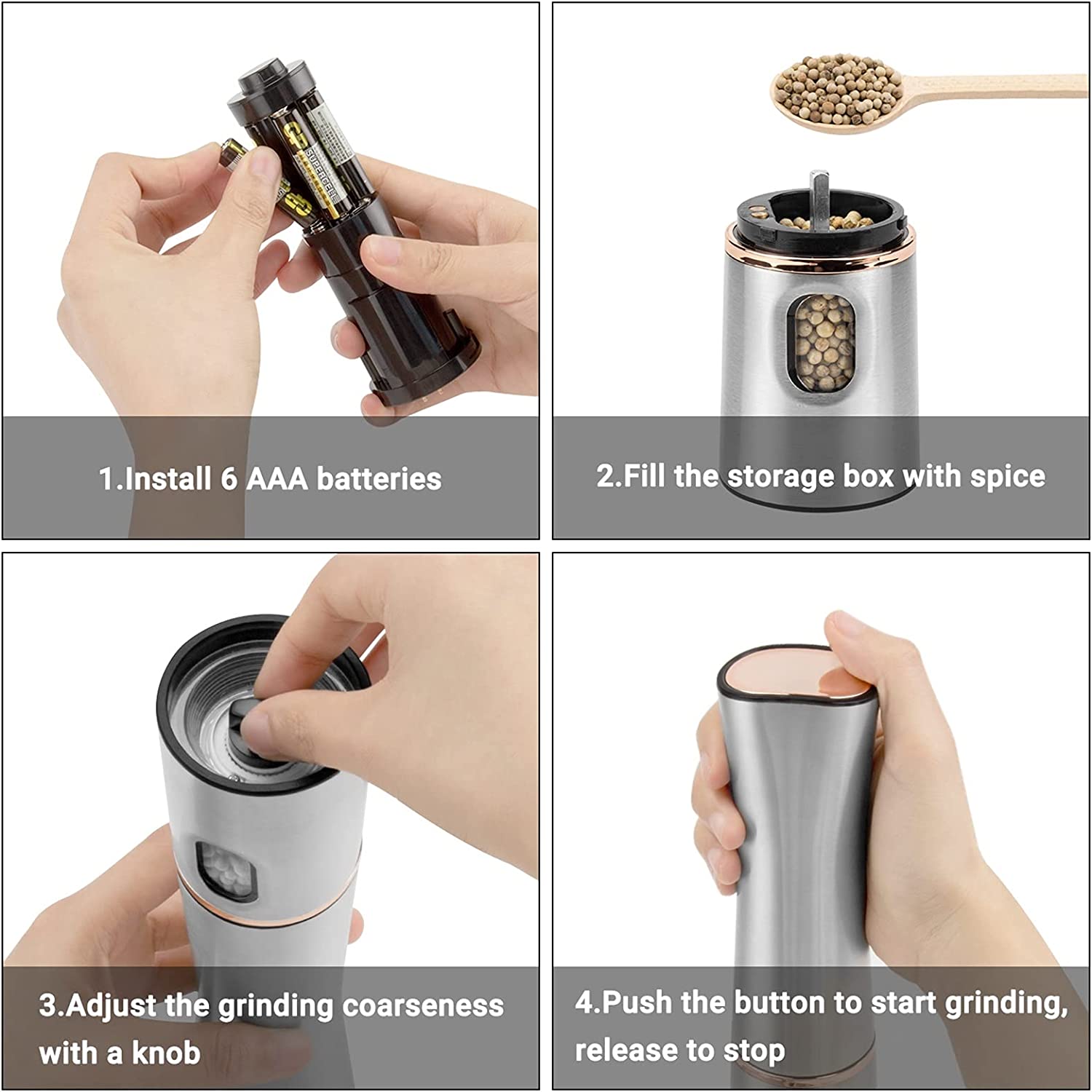 One Hand Adjustable Grinder Mini Spice Mill