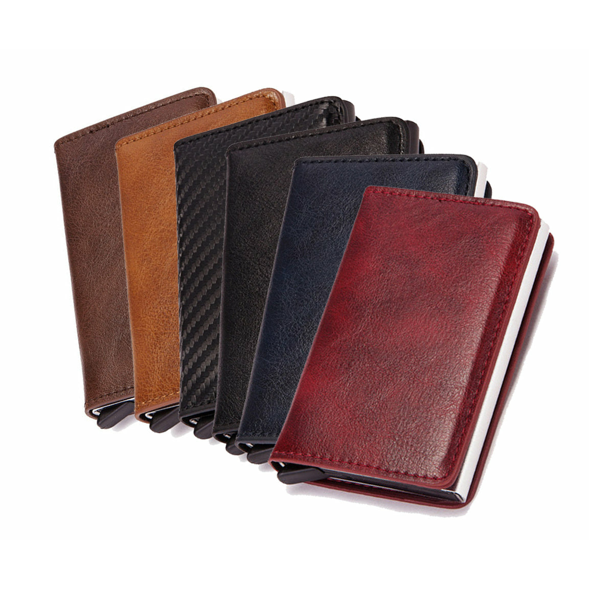 (Up to 8 cards) Automatic Leather Card Holder with RFID Protection