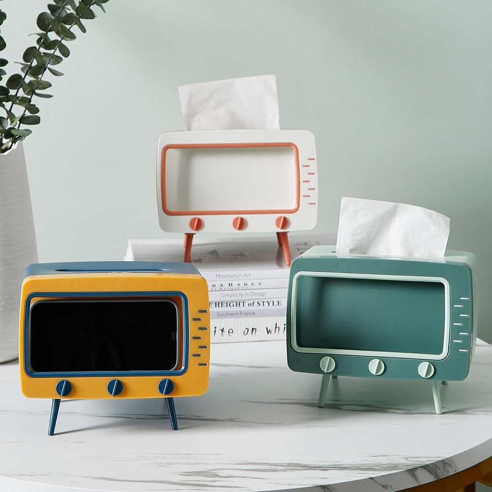 TV-Tissue-Box mit Handyhalter