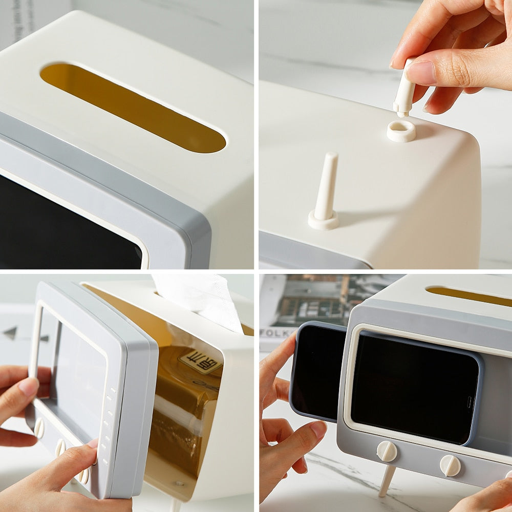 TV-Tissue-Box mit Handyhalter