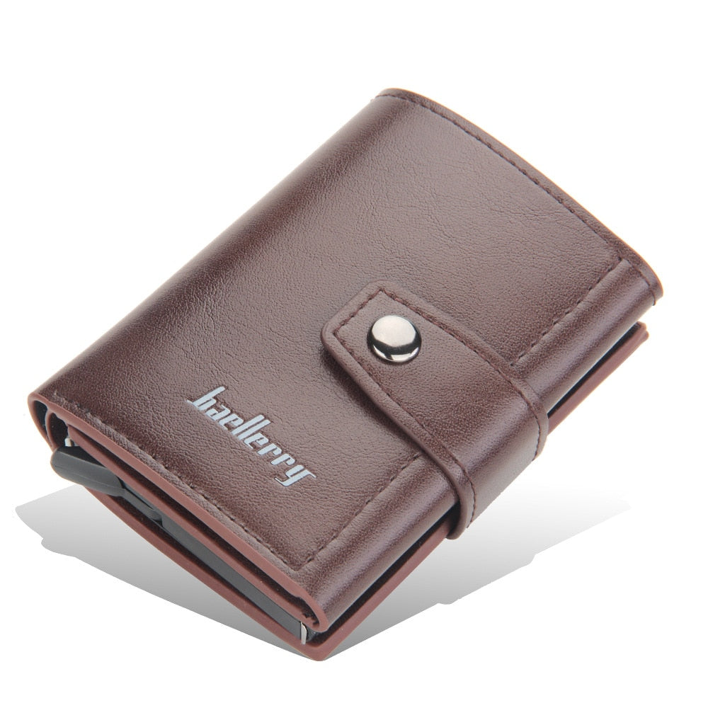 (Up to 15 cards) Automatic Leather Card Holder with buckle & RFID Protection