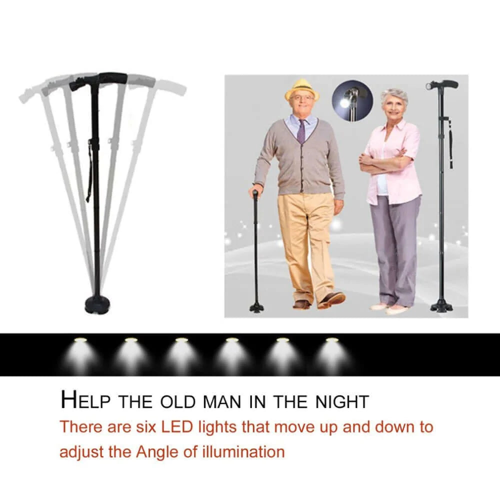 YRS™ Multi-Function LED Folding Walking Stick