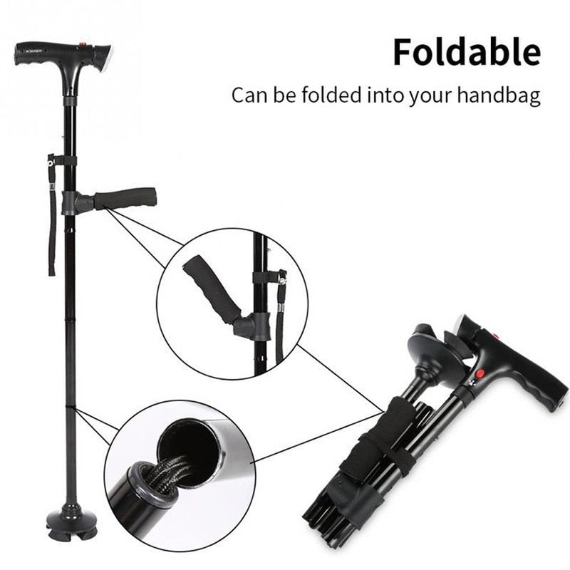 YRS™ Multi-Function LED Folding Walking Stick