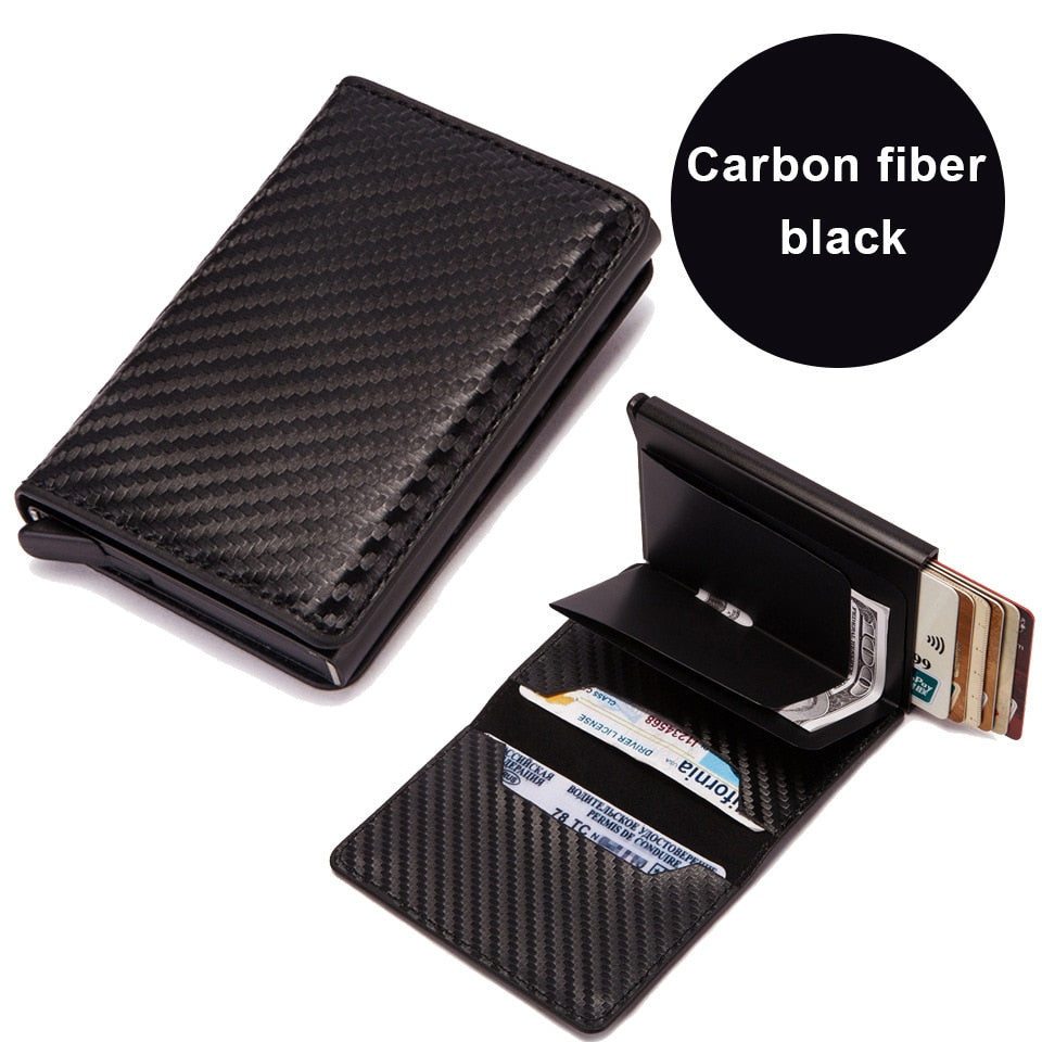 (Up to 8 cards) Automatic Leather Card Holder with RFID Protection