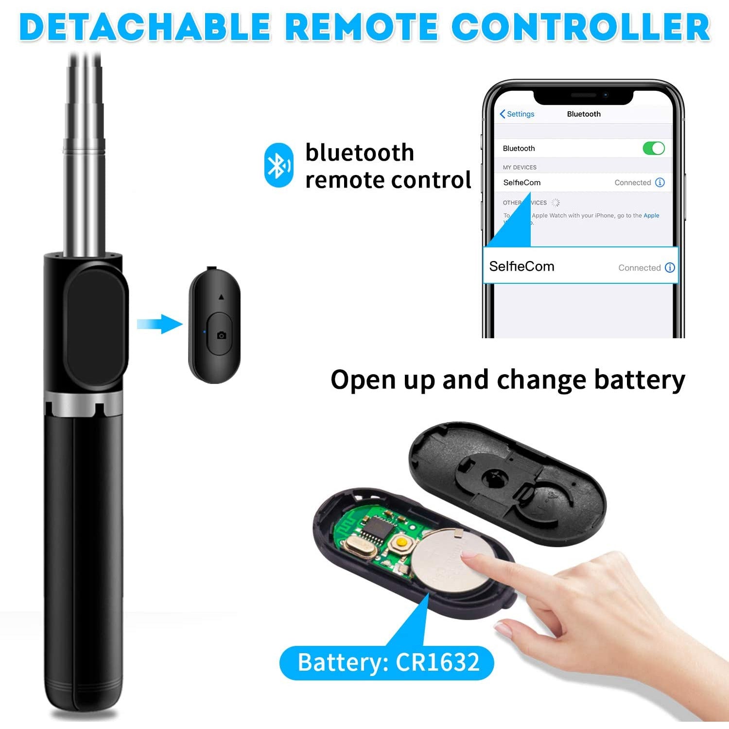 6 in 1 kabelloser Bluetooth-Selfie-Stick