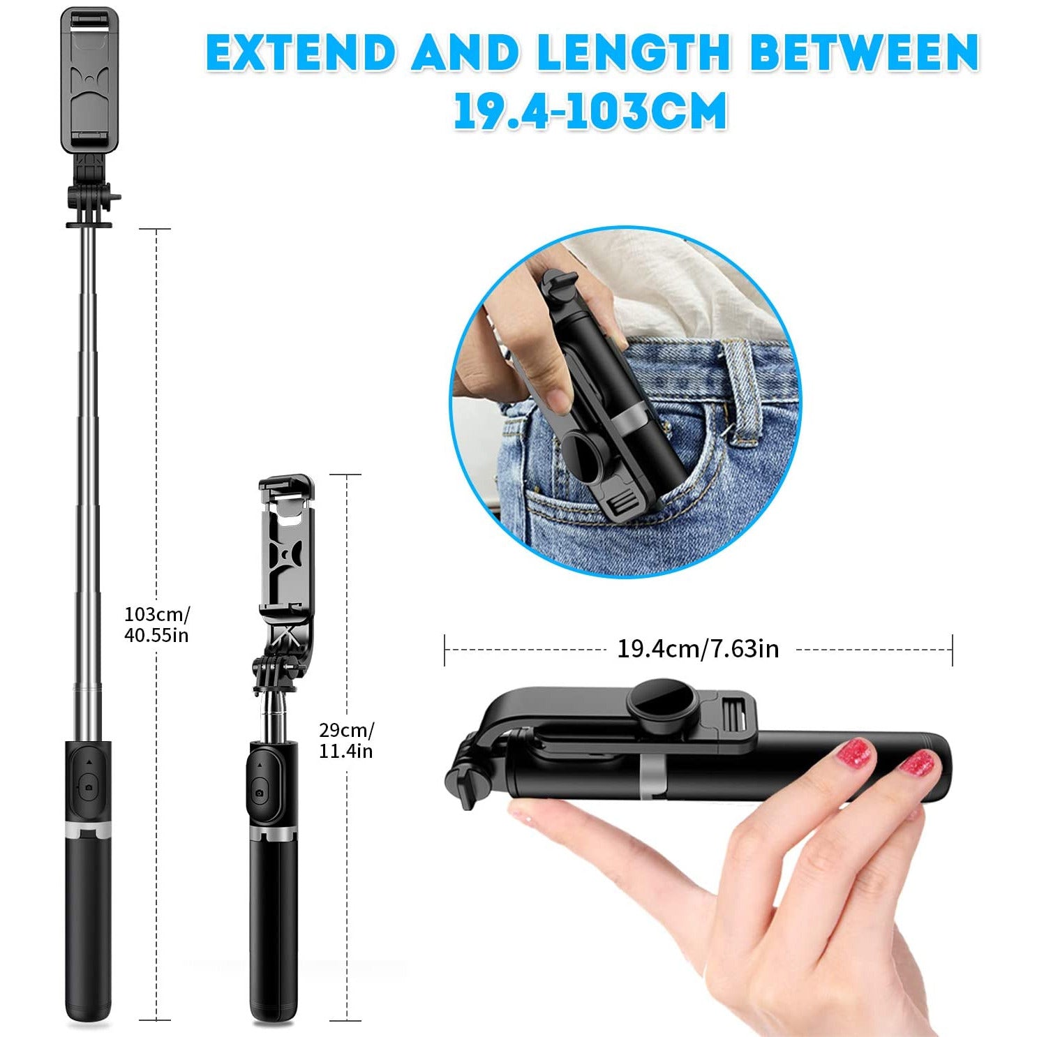 6 in 1 kabelloser Bluetooth-Selfie-Stick