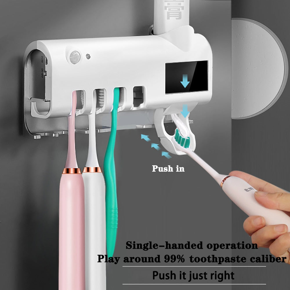 DENTICLEAN-TOOTHPASTE DISPENSER AND TOOTHBRUSH STERILIZER