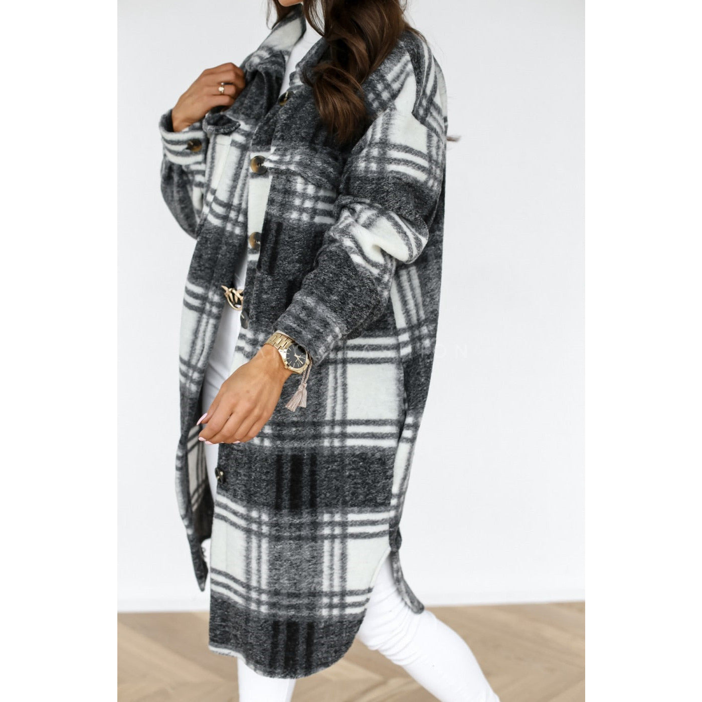 ISHA™ Large Plaid Overcoat