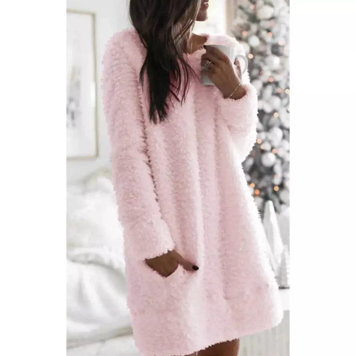 Oversized Fluffy Coat with Pockets