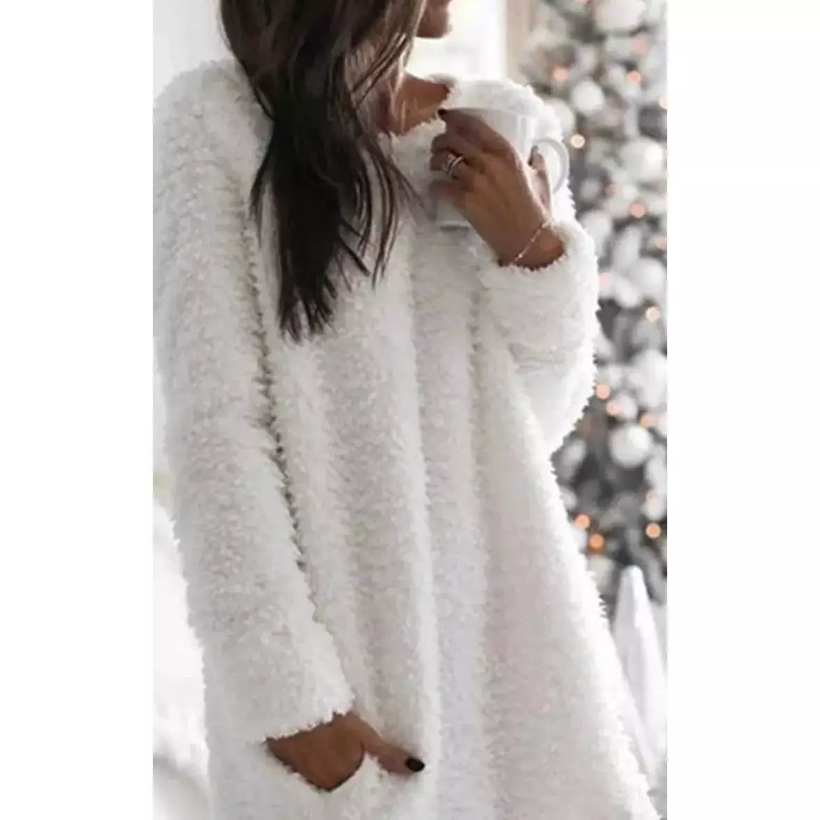 Oversized Fluffy Coat with Pockets