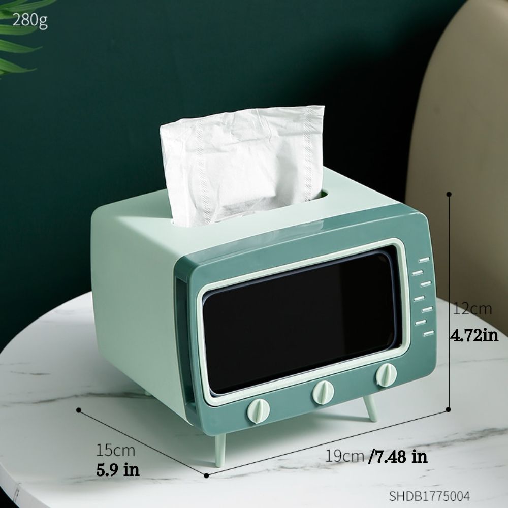 TV Tissue Box with Phone Holder