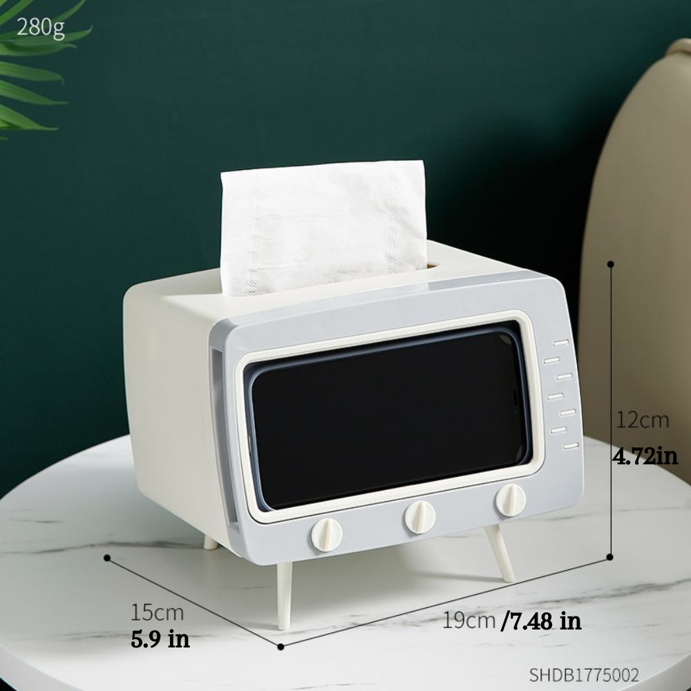 TV Tissue Box with Phone Holder